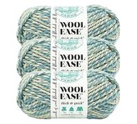 Lion Brand Yarn Thick & Quick Yarn Yarn, Soft and Thick. for Knitting, Crocheting and Crafts, 3-Pack, Blue (Rapids)