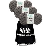 Lion Brand Yarn Wool Ease Thick & Quick 640-161 Teak | 3 Skeins, Same Dye Lot, Project Bag, CYC #6 Super-Bulky, 80% Acrylic-20% Wool, Ideal for Crochet, Knitting Blankets, Throws