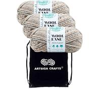 Lion Brand Yarn Wool Ease Thick & Quick 640-536 Fossil | 3 Skeins, Same Dye Lot, Project Bag, CYC #6 Super-Bulky, 80% Acrylic-20% Wool, Ideal for Crochet, Knitting Blankets, Throws