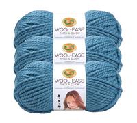 Lion Brand Yarn, Wool-Ease Thick & Quick Yarn, Air Force, Blue, 3 Pack | Super Bulky Wool Acrylic Blend Fiber for Soft Hats, Sweaters, Chunky Blankets, Yarn for Crochet, Knitting, Crafts, Weaving