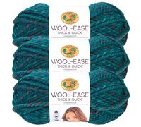 Lion Brand Yarn Wool-Ease Thick & Quick Yarn, Soft and Bulky Yarn for Knitting, Crocheting, and Crafting, 3 Pack, Deep Lagoon