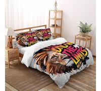 LION；BREAK Bedding Set 3D Design Animal Theme Duvet Cover Set Microfiber Quilt Cover Suitable for Family,couple,children with Pillow Super King（260x220cm）