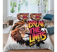 LION；BREAK Bedding Set 3D Digital Printing Animal Theme Duvet Cover Set 3 Pieces Chic Breathable for Boys & Girls Bed Set Pillowcase King（220x240cm）