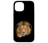 Lion Breaking Through Torn Hole Wild Cat Graphic Case for iPhone 15