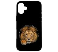 Lion Breaking Through Torn Hole Wild Cat Graphic Case for iPhone 16 Plus
