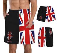 Lion Britain British Flag Men's Swim Trunks Waterproof Board Shorts Lightweight Beach Pants M