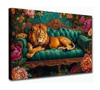 Lion Canvas Wall Art Abstract Lion Poster Animal Portrait Prints Vintage Wildlife Prints Trendy Lions Canvas Retro Flower Animal Art Modern Animals Poster Colorful Flowers Pictures 24x16inch Frameless