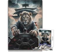 Lion Captain at The Helm Jigsaw 1000 Pieces for Adults Brain Training Educational Game Ideal Surprise Gift for Loved Ones Size 38x26cm