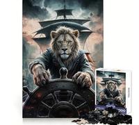Lion Captain at The Helm Jigsaw Puzzle 1000 Piece Recall Enhancer Thick Material Pattern Assemble Birthday Gift (38x26cm)