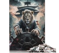 Lion Captain at The Helm Jigsaw Puzzles Puzzle for Adults Kids. 1000 Pieces Impossible Challenge Toy Educational Games Home Decoration for Adults& Kids Age 14 Years Up 1000pcs (38x26cm)