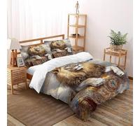 Lion Carpet Bedding Set 3D Design Animal Themes Wildlife Duvet Cover Set Chic Breathable Comforter Cover Suitable for Family, Couple, Children with Pillow Double（200x200cm）