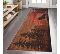 Lion Carpet Runner 120x300cm, Forest Wildlife Lion Runner Rug for Hallway, Country Farmhouse Long Area Rug, Soft Non-Slip Carpet for Kitchen Bedroom Living Room