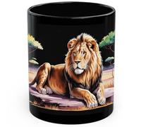Lion Ceramic Coffee Mug 11oz King of Jungle - Tea Coffee Mug with Comfortable Grip - Unique Fun Gift Cup for Office or Home - Vibrant Long-Lasting Print ID44991