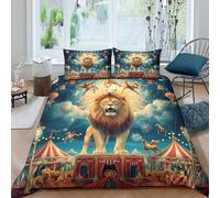 Lion Circus 3D Duvet Cover Set Microfiber Kids Teens Bedding
