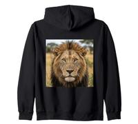 Lion Close Up Portrait Majestic Big Cat Face Zip Hoodie