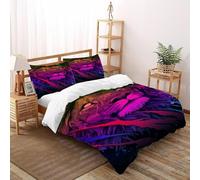 Lion Colorful Lines Bedding Set Theme Bedspread Animal Theme Wildlife Duvet Cover Set Microfiber Comforter Cover Universal for All Seasons with Pillowcase Double（200x200cm）