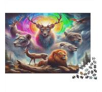 Lion Colourful Animals in Cosmic Landscape 1000 Pcs Jigsaws for Adults The Impossible Challenge Fun Present 52x38cm/1000pcs
