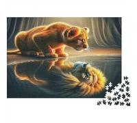 Lion Colourful Lion by Reflective Pool 1000 Pcs Jigsaws for Adults The Impossible Challenge Fun Present 38x26cm/1000pcs