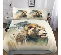 Lion Comforter Cover Set Microfibre Bedding Set Duvet Cover with Pillowcases Soft Quilt Cover 2 PCs For Boys Girls Single(135x200cm)