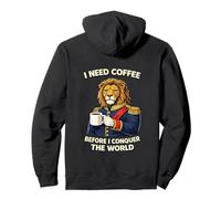 Lion Commander with Coffee Funny Humor Animal lover Pullover Hoodie