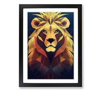 Lion Conceptual Art Framed Print | A2 Black Framed Wall Art | Ready to Hang | Modern Animal Picture | Living Room Bedroom Lounge Office
