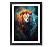 Lion Conceptual Framed Print | A2 Black Framed Wall Art | Ready to Hang | Modern Animal Picture | Living Room Bedroom Lounge Office