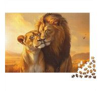Lion Couple Affection 1000 Pieces Jigsaws for Adults & Teens 12+, Thick Paper, Lion Couple, Educational Entertainment, Improves Memory & Focus, for Men Women 70x50cm/1000pcs
