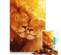 Lion Couple in Love 1000 Piece Jigsaw Puzzles for Teenagers Jigsaw Creative Fun Smooth Cut Home Game Perfect Decor (38x26cm)