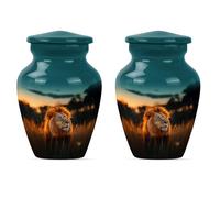 Lion Cremation Urns for Human Ashes, Funeral Urn for Human Ashes, Small Urn for Ashes for Women, Decorative Urns for Human Ashes Adult Female(Size - 3inch, 2 Pcs)