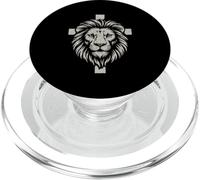 Lion Cross Faith Design Bold Spiritual Art PopSockets PopGrip for MagSafe
