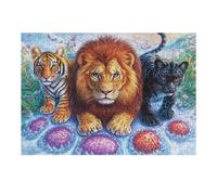 Lion & Cub 300 Pieces Set Classic Jigsaw Puzzle Couple Puzzle Partners Logic Skill Wall Decor Easter New Year Gift Eco-friendly Recycled Cardboard 300 PCS