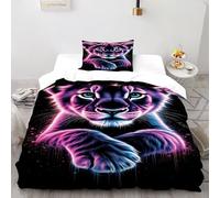 Lion Cub Bedding Set Soft And Comfortable AnimalDuvet Cover 2 Pieces for Children And Adults Microfiber with 2 Pillowcases Single（135x200cm）