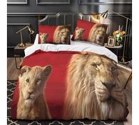 Lion Cub Duvet Cover 3D Design Printed Wrinkle-Resistant 3 Pieces Bedding Set Zipper wild Animal Quilt Cover Ultra Soft Breathable for Teens Kids Girls Boys Women Adults Double（200x200cm）