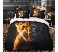 lion cub face 3D Print Duvet Cover 3pc Premium Microfibre Easy Care digital Quilt Cover 2 Pillowcases Concealed Zipper Bedding Couples Families King（220x240cm）