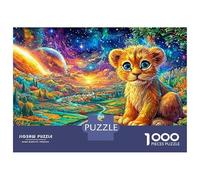 Lion Cub in Cosmic Landscape 1000-Piece Jigsaw Puzzle The Forest King Classic Educational Game for Family Puzzle Time 38x26cm/1000pcs