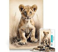 Lion Cub In The Savannah 1000-piece Puzzle for Teenagers Creative Fun Stress Less Home Game (38x52cm)