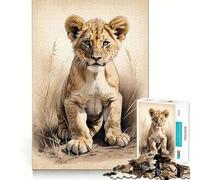 Lion Cub In The Savannah 1000 Pieces Jigsaws Adults Puzzles Gifts Mind Workout Stress Less Home Activity Home Accent (50x75cm)