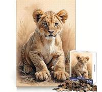Lion Cub In The Savannah Jigsaw Puzzle 1000 Piece for Teenagers Memory Fit Neat Cut Home Play Perfect Decor (50x75cm)