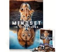 Lion Cub Mindset Poster 1000 Piece Jigsaw Puzzles for Adults Recall Boost Smooth Thick Real Challenge Wall Accent (50x75cm)
