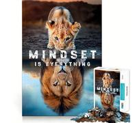 Lion Cub Mindset Poster Jigsaw Puzzles 1000 Pieces for Teenagers Creative Play Real Thick Real Challenge (38x52cm)