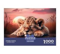 Lion Cub Sleeping 1000 Pc Adult Jigsaws - Lion Cub Reflection Impossible Hard Difficult Challenging Game for Wall Decoration And Gifts52x38cm/1000pcs