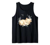 Lion Cub Sleeping Floral Watercolor Cute Safari Animal Tank Top