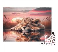 Lion Cub Sleeping Puzzle 1000 Pieces Recycled Paper for Adults Adult Jigsaws Impossible Challenging Family Game Fun Home Present Great Gift Idea for Relaxation 70x50cm/1000pcs
