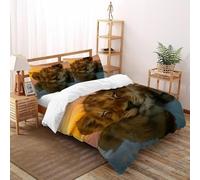 Lion Cub Water Bedding Set 3D Design Serene Savanna Animal Duvet Cover Set Chic Breathable Comforter Cover Suitable for Family,couple,children Pillowcase Super King（260x220cm）