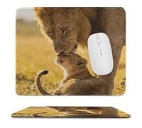 Lion Dad to Son Stitched Edge Mouse Pad