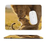 Lion Dad to Son Stitched Edge Mouse Pad