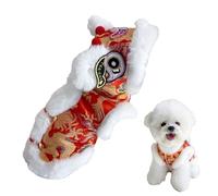 Lion Dance Cat Costume - Red Plush Warm Bodysuit, Soft Fleece Outfit with Traditional Headpiece Design | Cultural Celebration Wear for Parade Party Gathering Garden Event