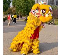 Lion Dance Costume, Double Person Mascot Suit With Head, Tail & Pants, Suitable for Heights Of 155-185cm(Dark yellow)