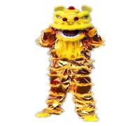 Lion Dance Costume, Lion Dance Mascot Costume, Chinese Lion Dance Complete Lion Dance For Adults, Outdoor Sports Lion Dance Crafts Traditional Festivals(Yellow,1.7-1.8m)