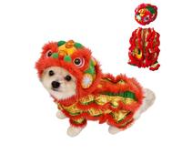 Lion Dance Dog Costume - New Year Cat Lion Mane | Lions Mane Wig Kitten Cosplay Clothing For Pet Parents Animal Lovers Chinese New Year Themed Party Photographer Celebration (Red, S)
